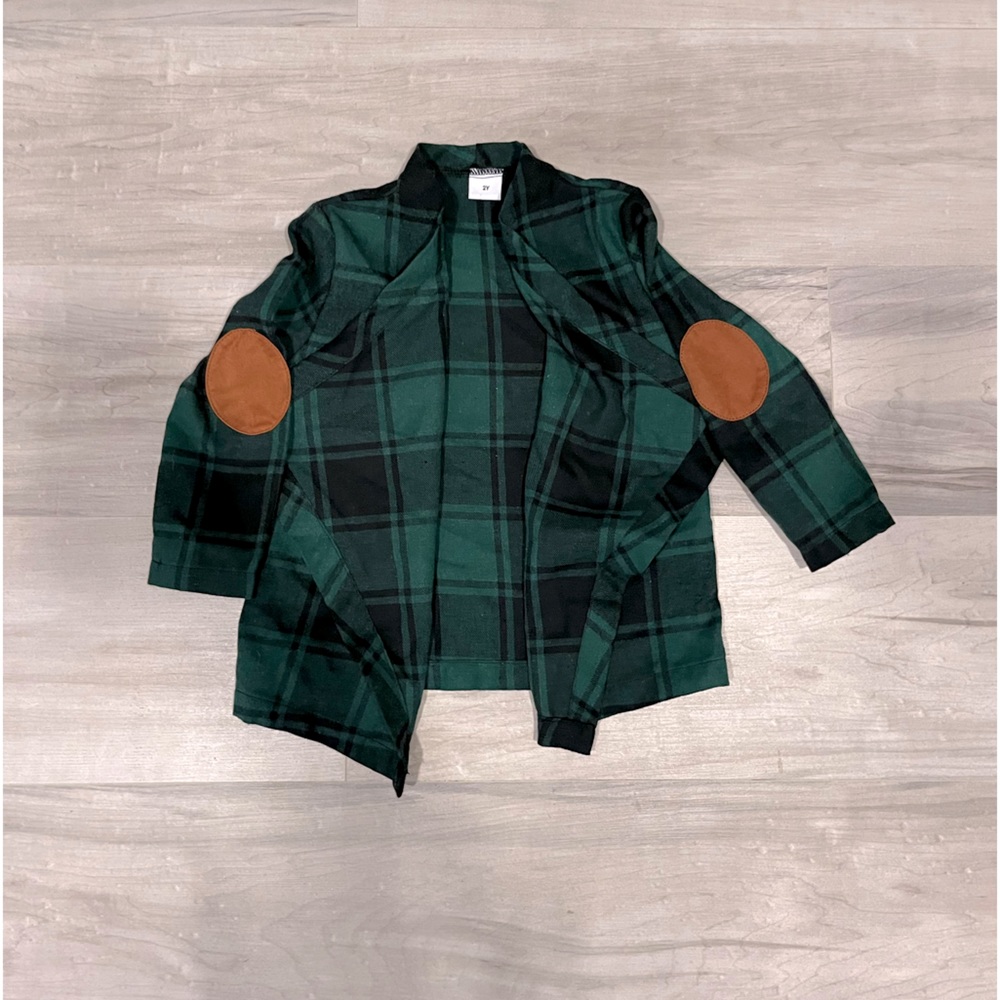 Green Plaid Toddler Cardigan